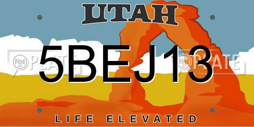 5BEJ13 Utah License Plate