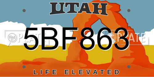 5BF863 Utah License Plate