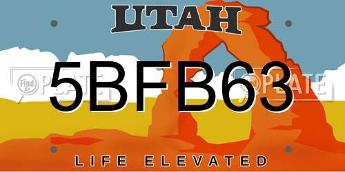 5BFB63 Utah License Plate