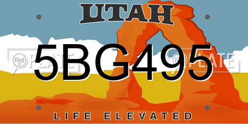 5BG495 Utah License Plate