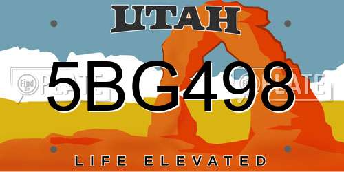 5BG498 Utah License Plate