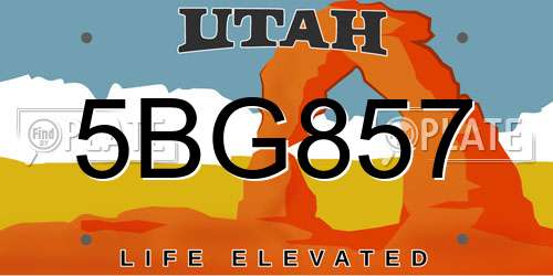5BG857 Utah License Plate