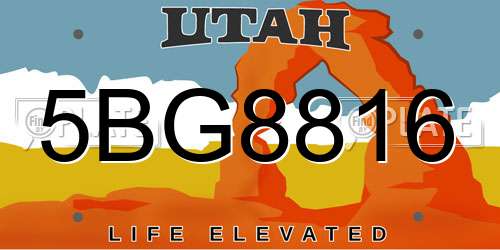 5BG8816 Utah License Plate