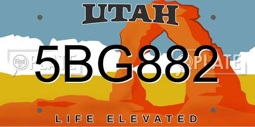 5BG882 Utah License Plate