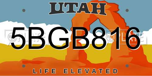 5BGB816 Utah License Plate