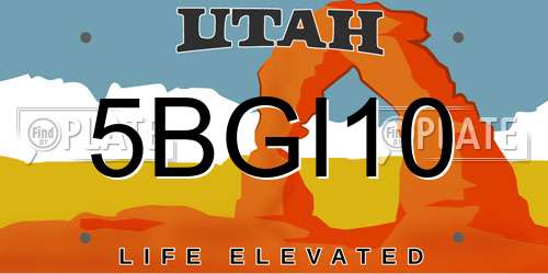 5BGI10 Utah License Plate