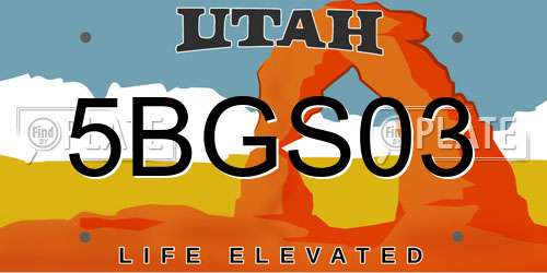 5BGS03 Utah License Plate