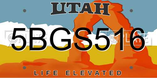 5BGS516 Utah License Plate