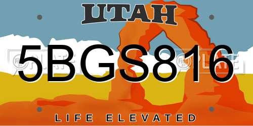 5BGS816 Utah License Plate