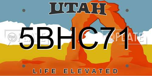 5BHC71 Utah License Plate