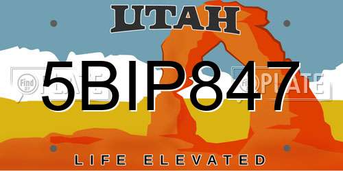 5BIP847 Utah License Plate