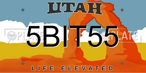 5BIT55 Utah License Plate