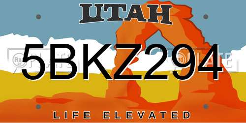 5BKZ294 Utah License Plate