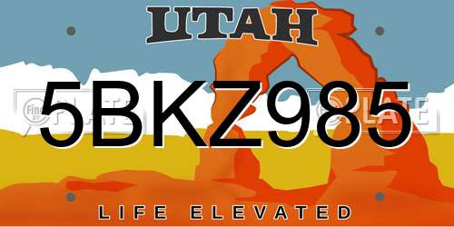 5BKZ985 Utah License Plate