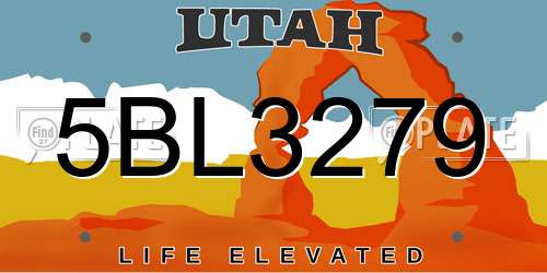 5BL3279 Utah License Plate