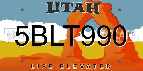 5BLT990 Utah License Plate
