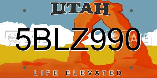 5BLZ990 Utah License Plate