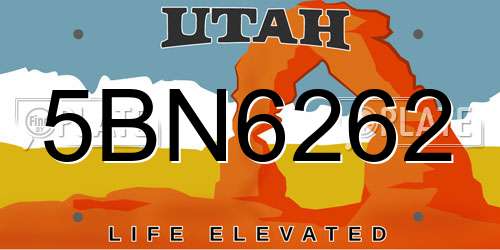 5BN6262 Utah License Plate