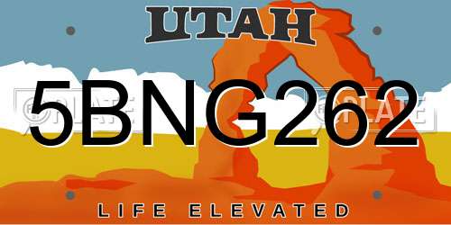 5BNG262 Utah License Plate
