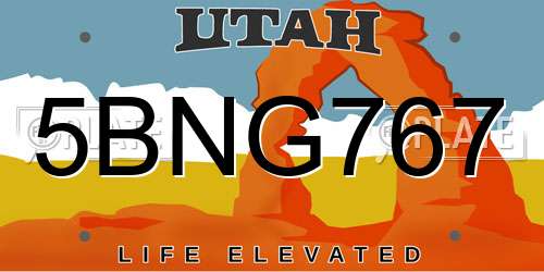 5BNG767 Utah License Plate