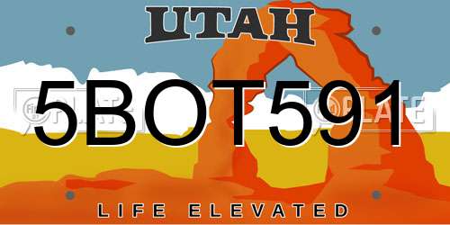 5BOT591 Utah License Plate