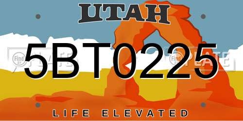 5BT0225 Utah License Plate