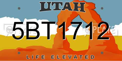 5BT1712 Utah License Plate