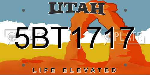 5BT1717 Utah License Plate