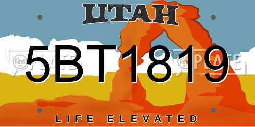 5BT1819 Utah License Plate