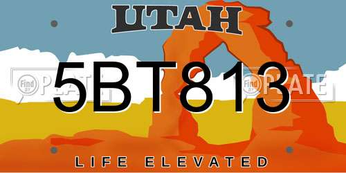 5BT813 Utah License Plate