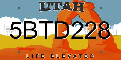 5BTD228 Utah License Plate