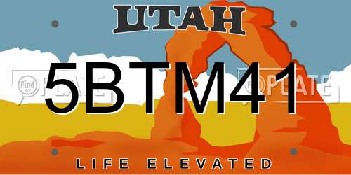 5BTM41 Utah License Plate