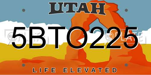 5BTO225 Utah License Plate