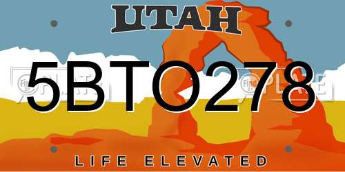5BTO278 Utah License Plate