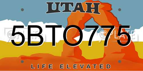 5BTO775 Utah License Plate
