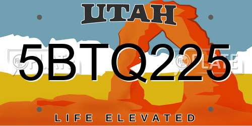 5BTQ225 Utah License Plate