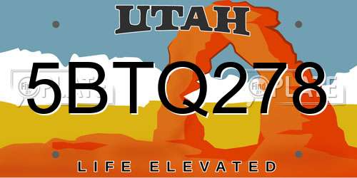 5BTQ278 Utah License Plate
