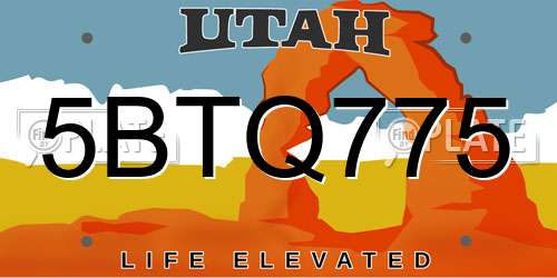 5BTQ775 Utah License Plate