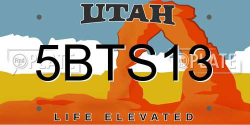 5BTS13 Utah License Plate