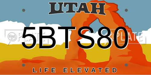 5BTS80 Utah License Plate