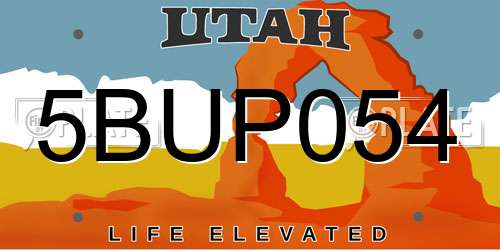 5BUP054 Utah License Plate