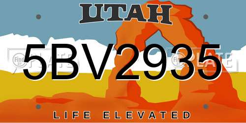 5BV2935 Utah License Plate
