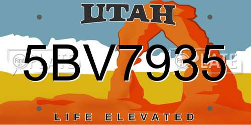 5BV7935 Utah License Plate