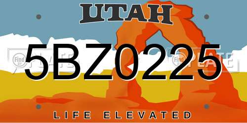 5BZ0225 Utah License Plate