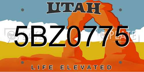 5BZ0775 Utah License Plate