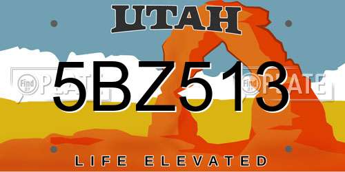 5BZ513 Utah License Plate