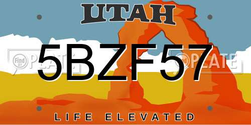 5BZF57 Utah License Plate