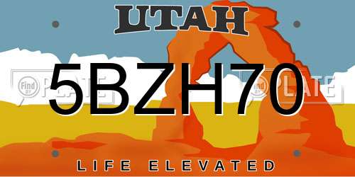 5BZH70 Utah License Plate