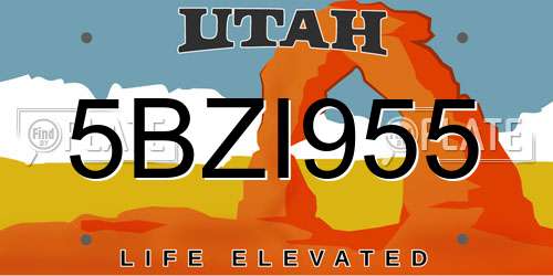 5BZI955 Utah License Plate