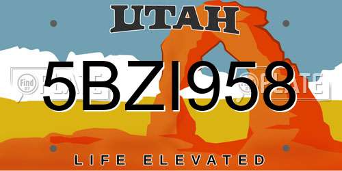 5BZI958 Utah License Plate
